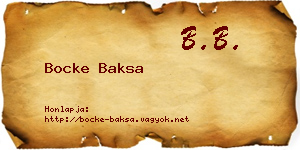 Bocke Baksa névjegykártya